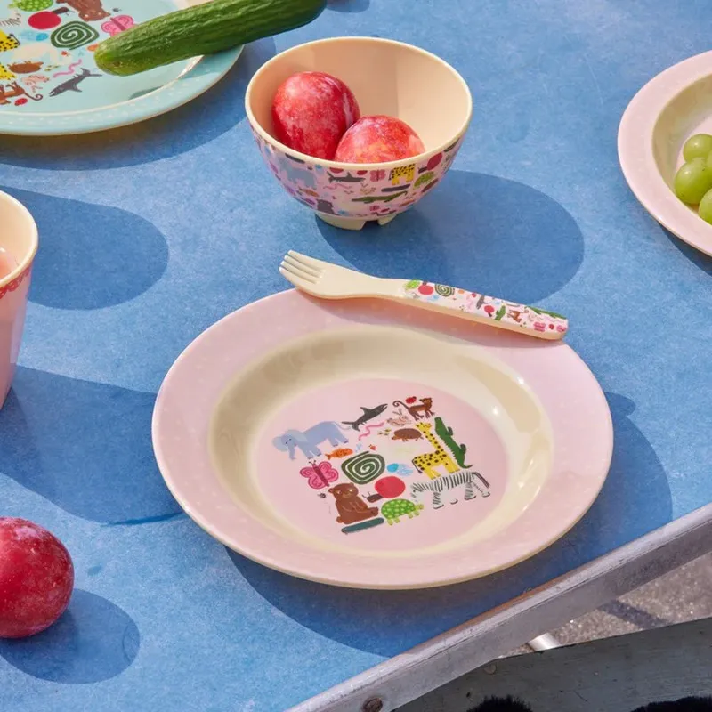 Acheter une Assiette Creuse Rose Wildlife Print en mélamine, Rice