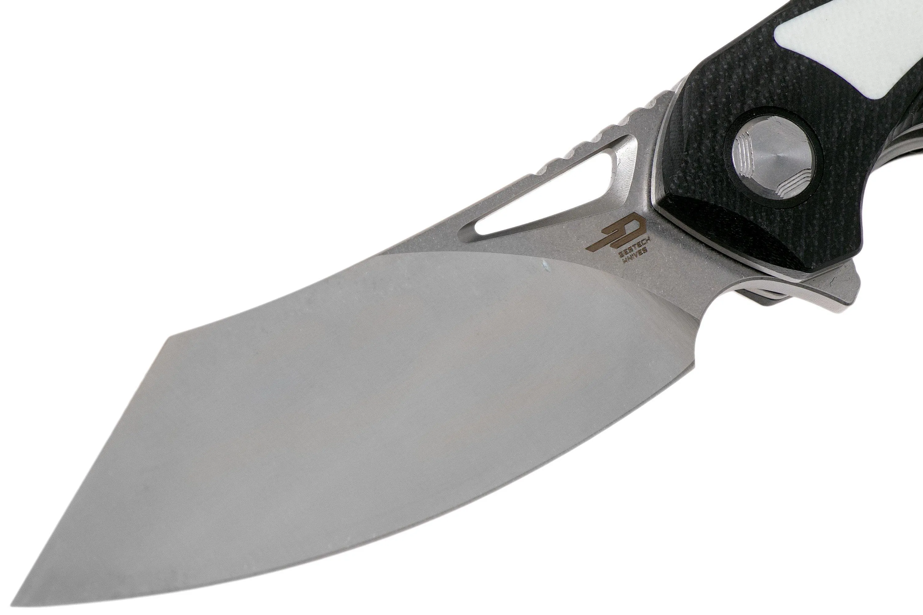 Bestech Kasta BG45A Black White G10, Two Tone Satin couteau de poche, Kombou design