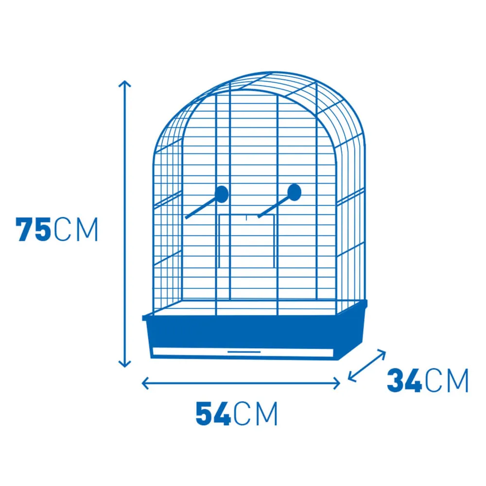 Cage à oiseaux avec accessoires eliza 54x34x75cm gris et noir
