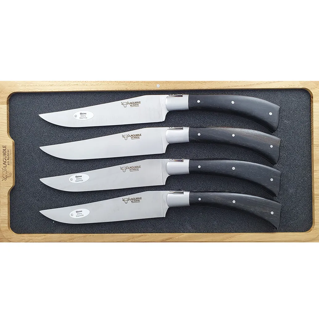 Couteaux de table Laguiole en Aubrac Steak Américain Ebène (Set de 4) 