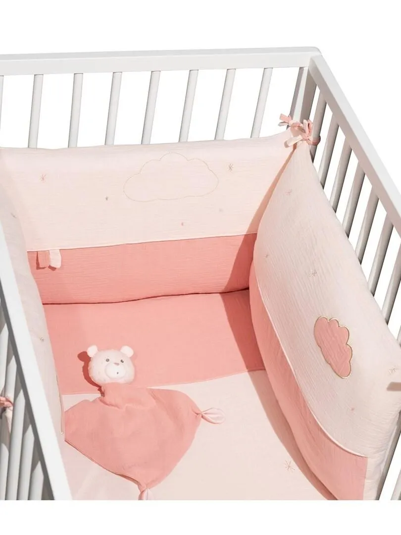 Doudou mouchoir en coton - SAUTHON - Rose