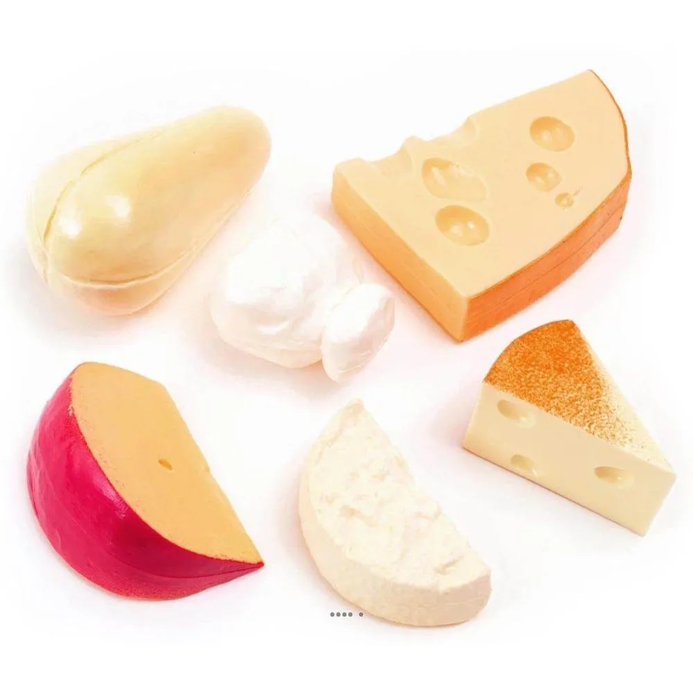 Fromages factices assortis base italie lot de 6 en plastique soufflé