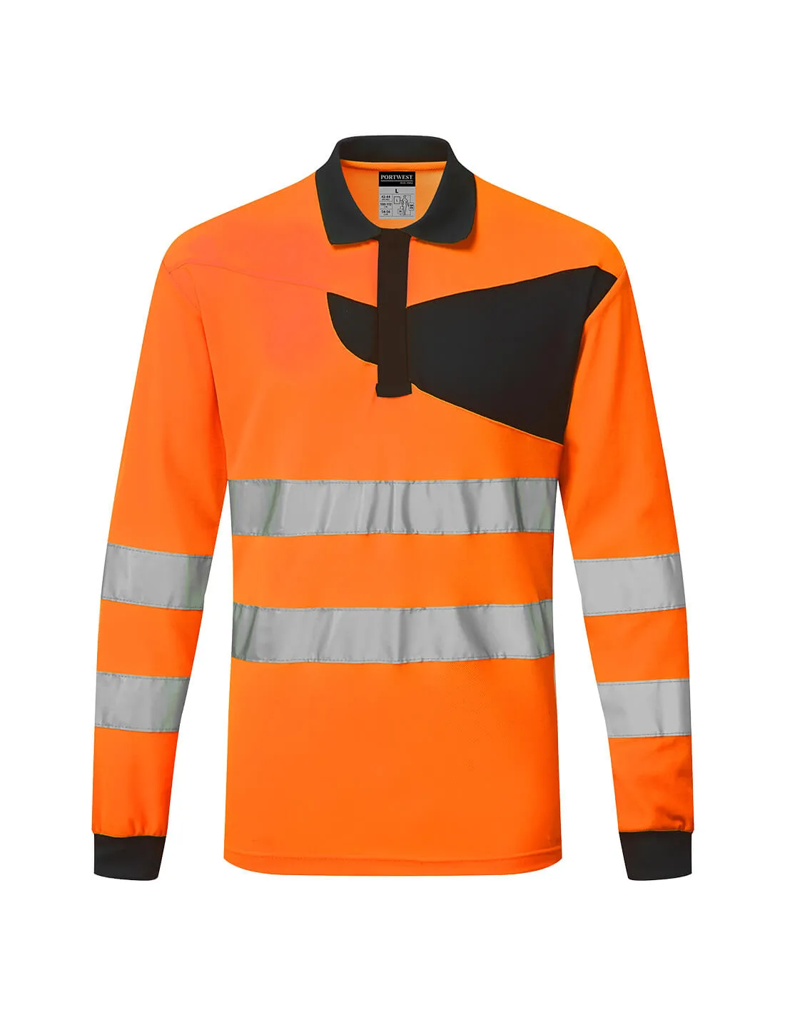polo haute visibilité ml pw2 - taille xl - orange/noir - portwest