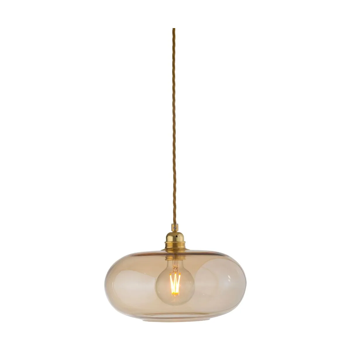 Suspension en verre ambré transparent et détail en laiton 29 cmHorizon