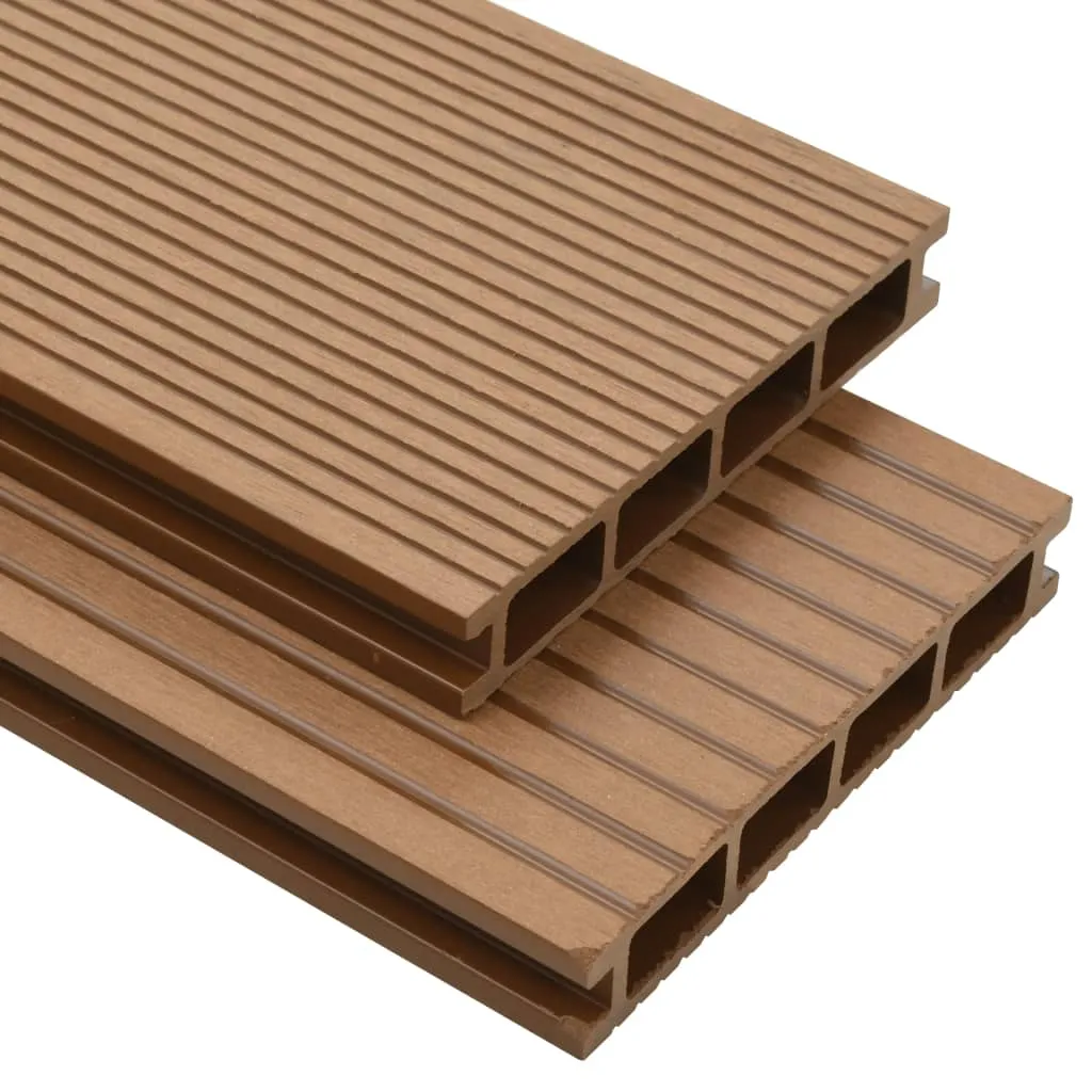 vidaXL Panneaux de terrasse creux et accessoires WPC 10 m² 4 m Teck 